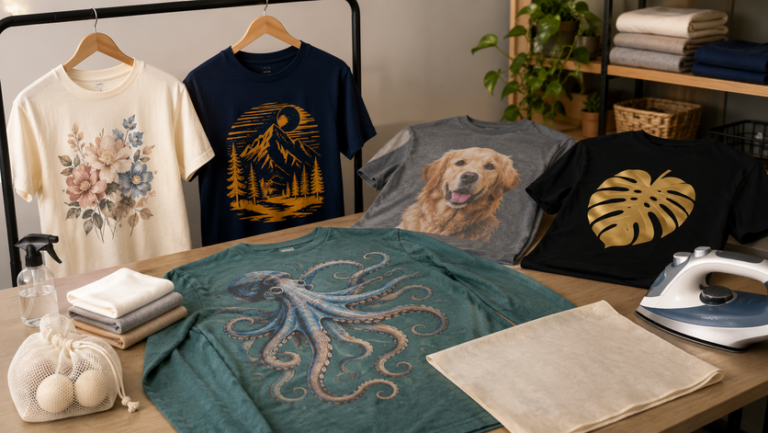 Shirt printing care workspace