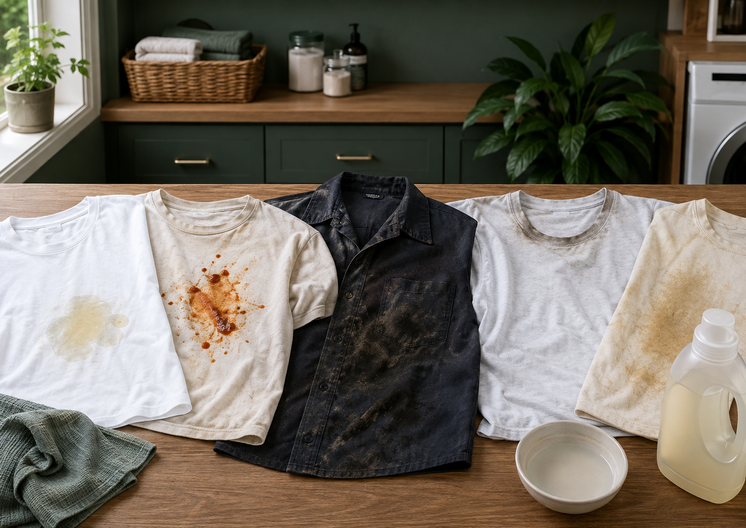 Grease stains on different T-shirts