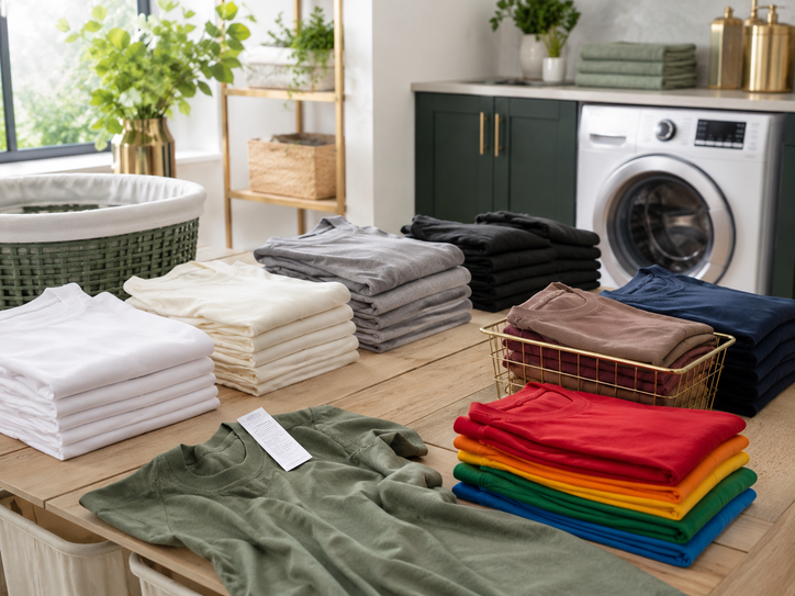 T-shirt laundry sorting before washing