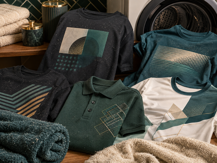 Towels with printed and branded shirts