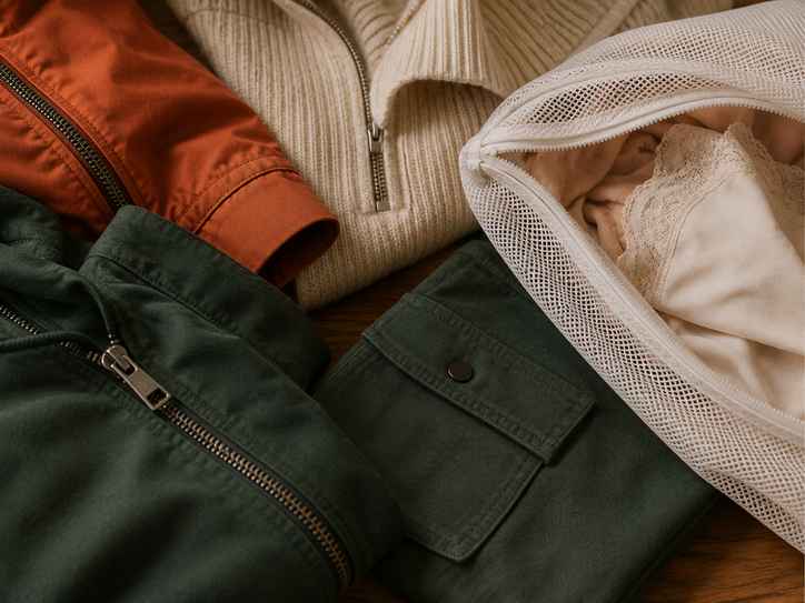 Zipper and fabric protection during washing